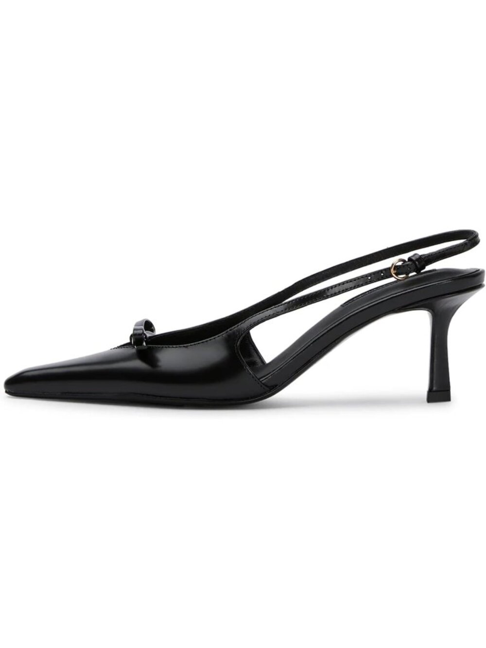 Women's Black Kitten Heels Bow Ankle Strap Pointed Toe Heel Sexy Party Pumps